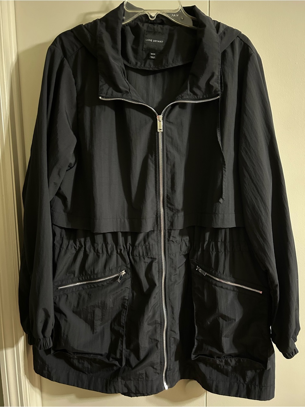 Lane Bryant Black Hooded Utility Anorak with Zip Pockets